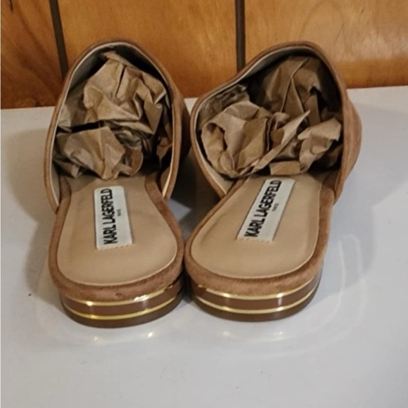 Karl Lagerfeld Slip-on Geniune Leather/Suede Camel Mule Gold Accent Sz.9 EUC** - Picture 6 of 7